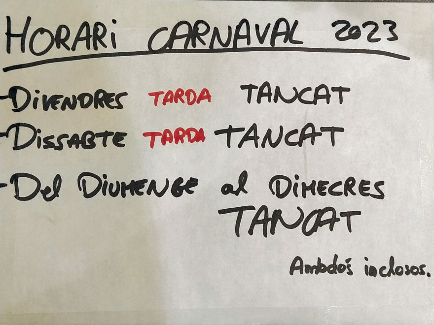 Horari La Branca carnaval